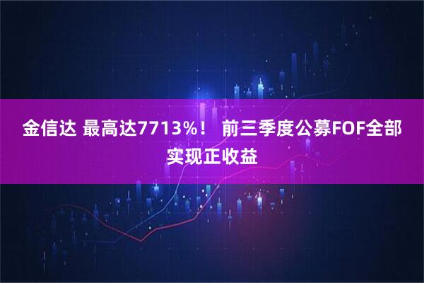 金信达 最高达7713%！ 前三季度公募FOF全部实现正收益